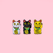 lucky cat enamel pins