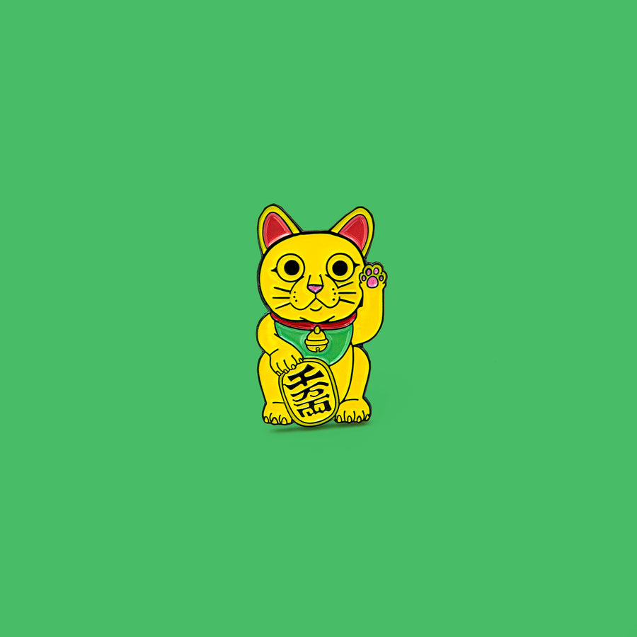 Kawaii Cute Lucky Cat Pin - Good Luck Waving Cat Enamel Pin Lapel Pins