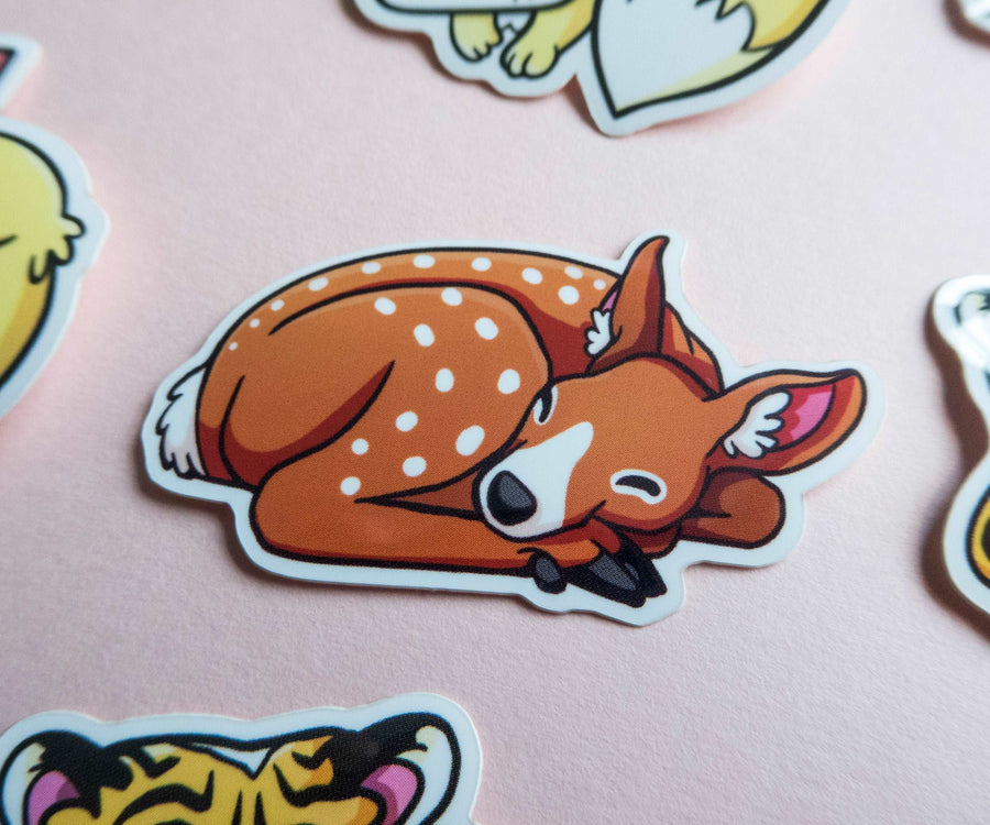 sleeping deer scrapbook sticker
