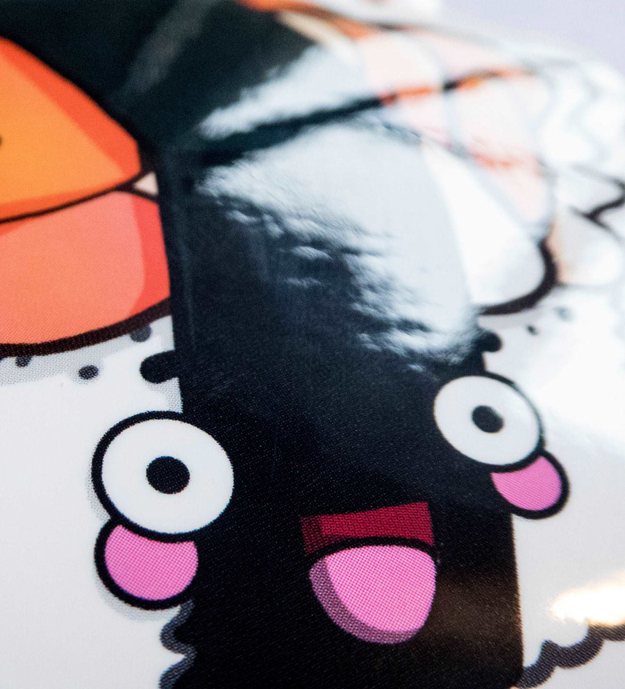 close up of sushi vinyl sticker smile