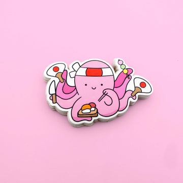 pink japanese octopus sushi chef sticker
