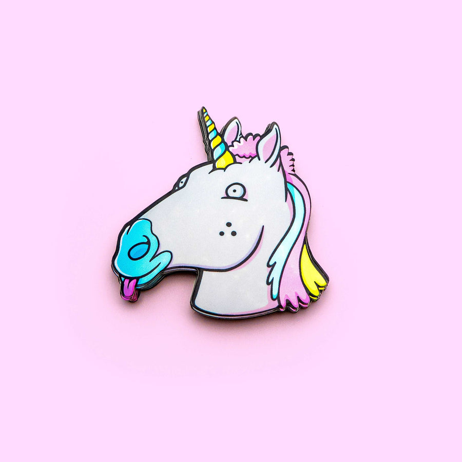 holographic unicorn sticker with rainbow hair