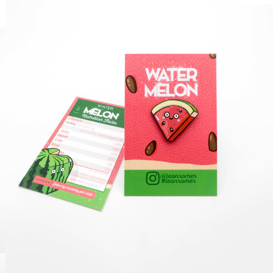 watermelon lapel pin on backing card